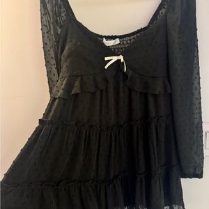 Black Babydoll Ruffled Lacy Dress